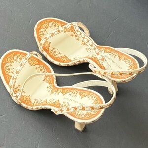 Brock Collection Grecian Orange & Cream Sandals Size 40